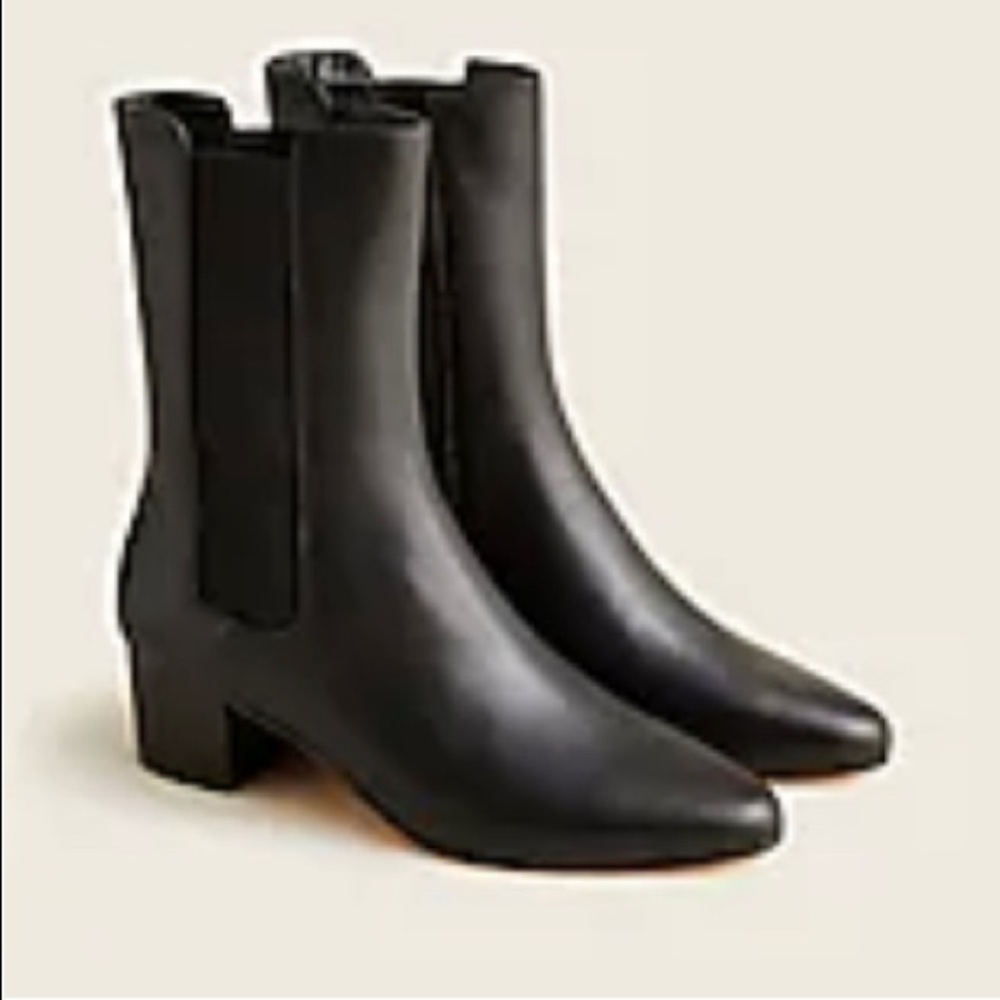 J Crew leather high shaft stacked heel boots size 11